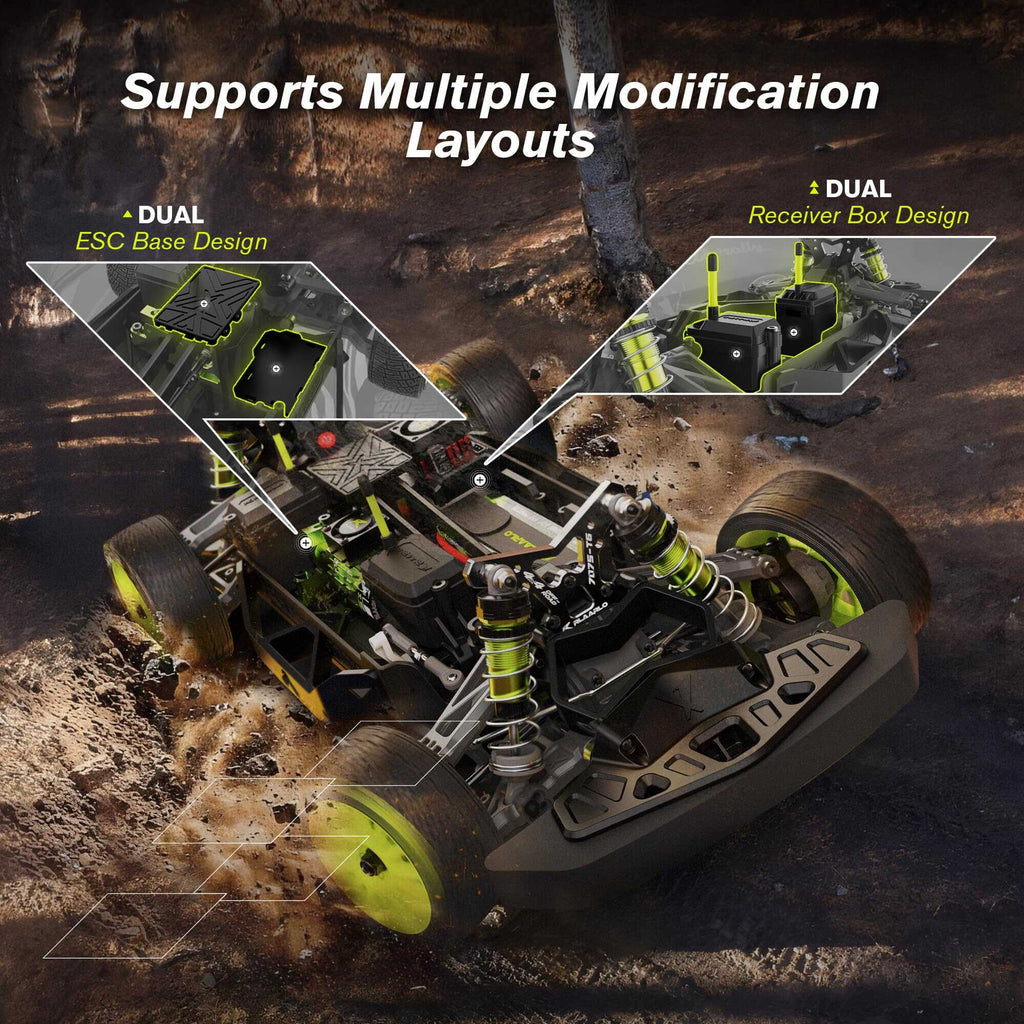 Rally Car Max 50mph Brushless RC Cars for Adults with Gyro 4WD RC Truck with Full Car Linkage Lighting Remote Control Trucks with 3S 2200mAh Rechargeable Battery Support 4400mAh Battery