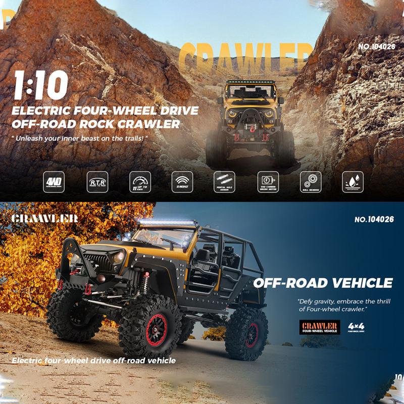 WLtoys 104026 1/10 Professional RC Car Off Road 4x4 2.4G 4WD Remote Control Cars 45 Minutes Working Time Climbing Car Adult Toy