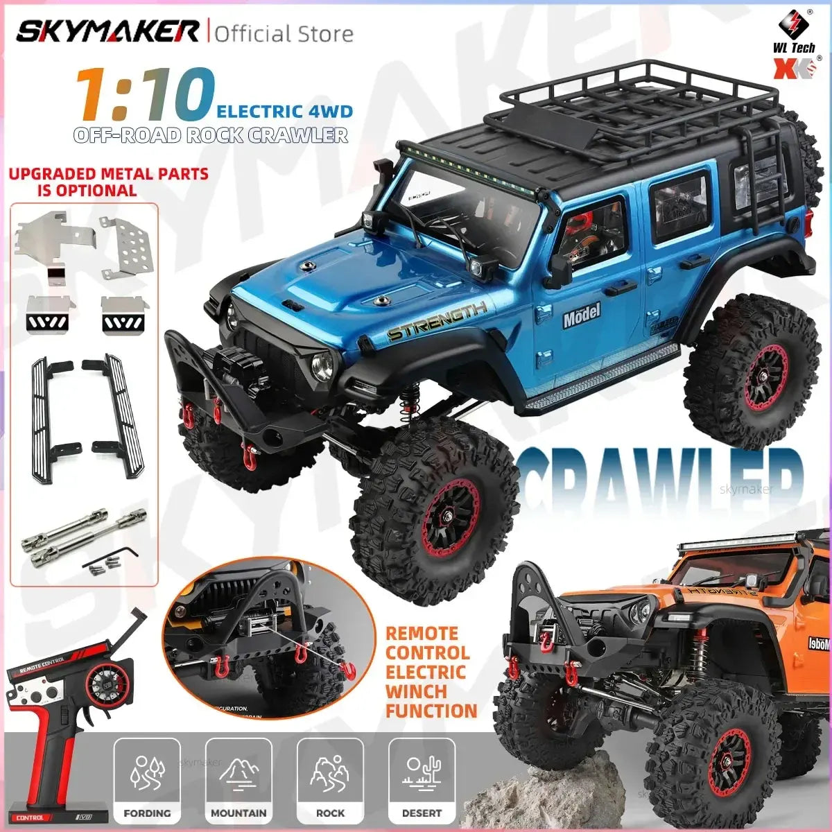 Wltoys 104010 1/10 Professional RC Car Off Road 4x4 2.4G 4WD Remote Control Cars 45 Minutes Working Time Climbing Car Adult Toy